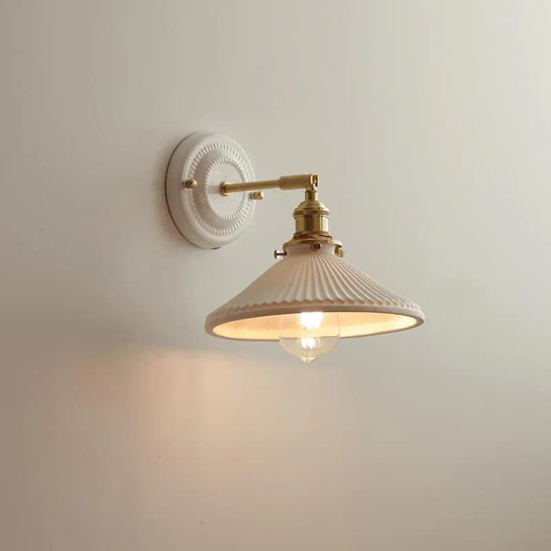 Vintage Japońska Ceramiczna Mosiężna 1-Punktowa Lampa Ścienna