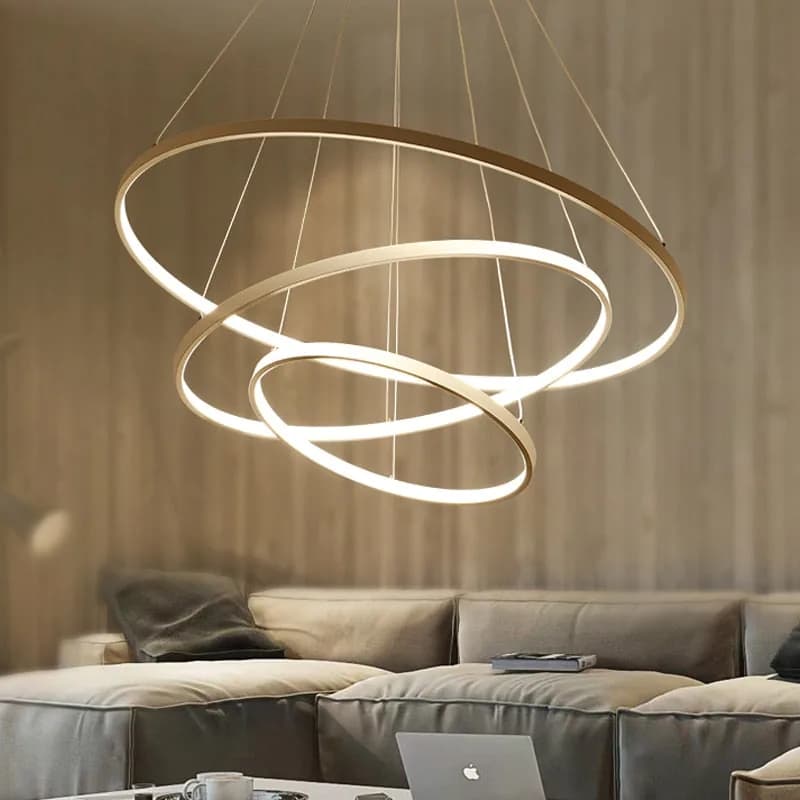 Żyrandol Halo do Salonu | Luksusowy, Konfigurowalny Design z Pierścieniami Akrylowymi